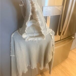 NWT Free People Frayed Gray Hooded Sweatshirt